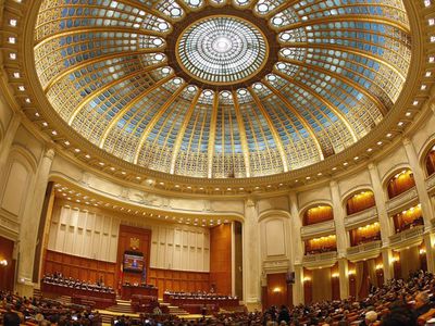 В парламенте Румынии мужчина бросился в зал с балкона, протестуя против политики правительства

 - В Мире