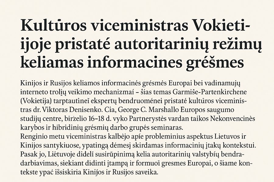 Kultūros viceministras Vokietijoje pristatė autoritarinių režimų keliamas informacines grėsmes - Projektas „Europos Pulsas“