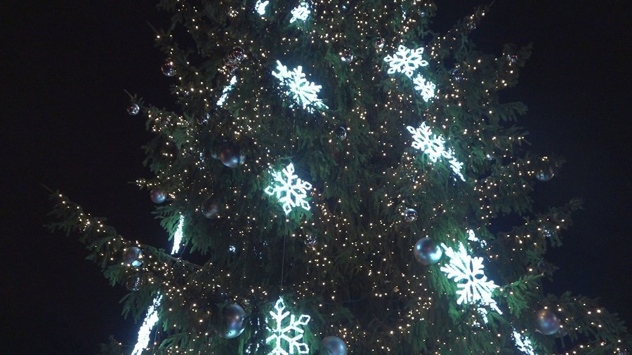 Зажжены огни на главной городской елке (фотогалерея) - В Висагинасе