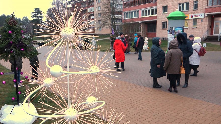 На улице Висагино в одночасье выросла целая аллея елочек (видео) - В Висагинасе