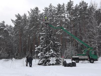 Городская елка попрощалась со своими нарядами до следующей зимы  (видео) - В Висагинасе