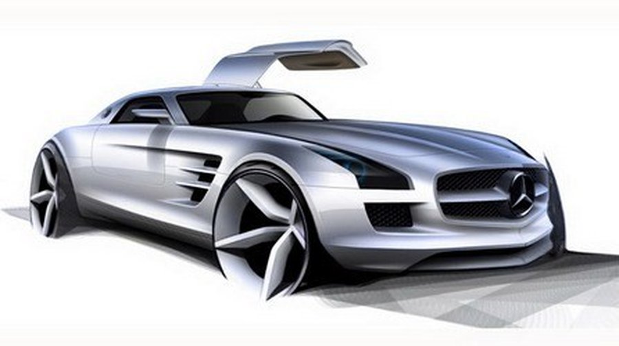 Первые официальные эскизы и фото спорткара Mercedes-Benz SLS AMG Gullwing - Хобби, отдых и развлечения