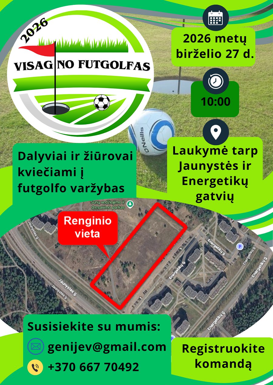 Futgolfo varžybos Visagine sugrįžta: Kviečiame registruotis! - Kultūros ir sporto renginiai