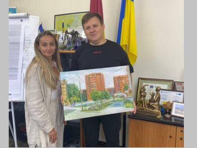Картина А. Денисенко с изображением аллеи Седулинос подарена городу-партнеру Славутичу - Висагинас и висагинцы