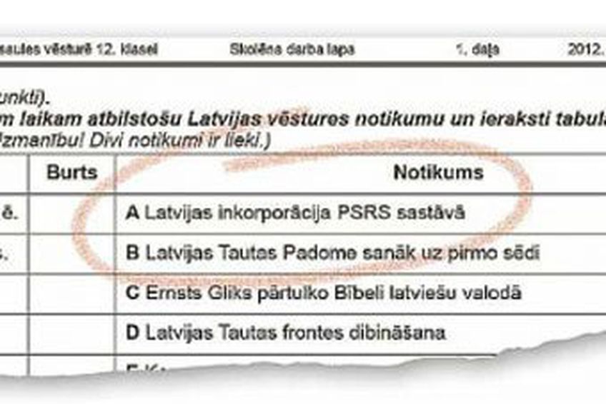 Латвийская газета озаботилась отсутствием «оккупации» в школьном тесте
