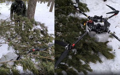 Urėdui padedant, pasieniečiai iš pušies viršūnės iškėlė nutupdytą droną su baltarusiškomis cigaretėmis - Įvykiai ir kriminalas
