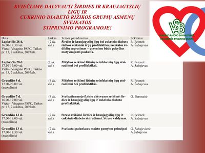 Тренинг для групп риска развития сердечно-сосудистых заболеваний и сахарного диабета - В Висагинасе