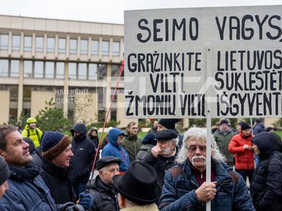 Митингующие у Сейма требуют не принимать поправки к налогу на недвижимость - Литва и страны Балтии