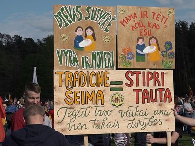 В "Большом марше в защиту семьи" приняли участие и висагинцы (видео) - Литва и страны Балтии