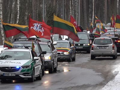 11 марта висагинцы дружно присоединились к праздничному автопараду (видео) - В Висагинасе