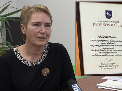 В. Дилене попрощалась с Висагинской поликлиникой и получила благодарность от мэра - В Висагинасе