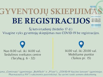 17 июня в Висагинасе весь день – прививка от COVID-19 - В Висагинасе