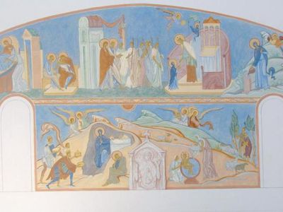 Верхнюю часть северной стены храма украсила новая фреска - В Висагинасе