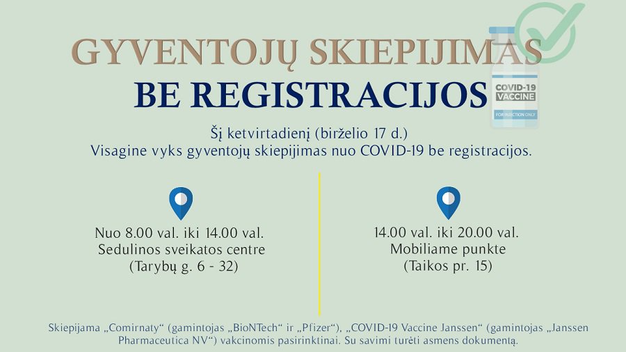 17 июня в Висагинасе весь день – прививка от COVID-19 - В Висагинасе