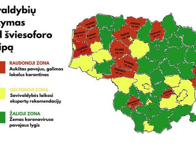 Самоуправления по заболеваемости коронавирусом будут разделены на зоны по цветам светофора - Литва и страны Балтии