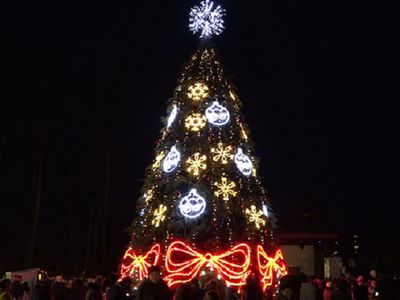 Зажжение огней на городской елке - весело и впечатляюще - В Висагинасе