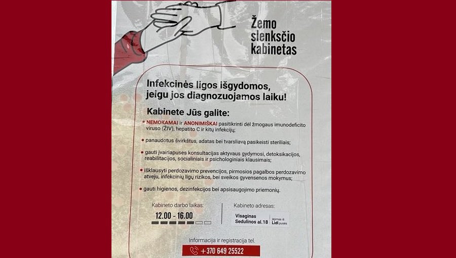 Кабинет низкого порога продолжает работу в Висагинасе, но уже не в офисе «Красного Креста» - В Висагинасе