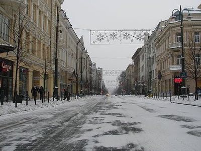 Тротуар на проспекте Гедиминаса крошится от мороза                                  - Литва и страны Балтии
