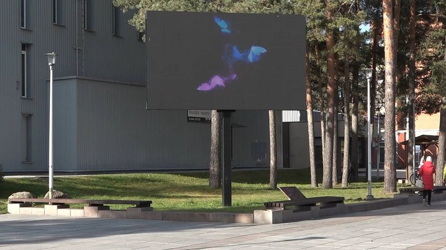 Установленный LED-экран не будет работать. Придется заключать договор с новым подрядчиком (видео) - В Висагинасе