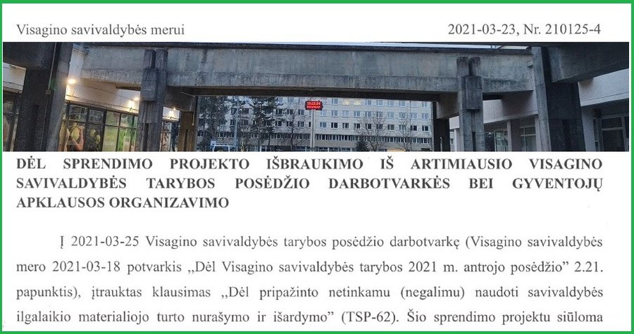 Письмо десятерых. Группа членов Совета требует отложить вопрос о сносе виадуков - В Висагинасе
