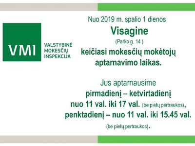 Изменилось время обслуживания клиентов Налоговой инспекции - В Висагинасе