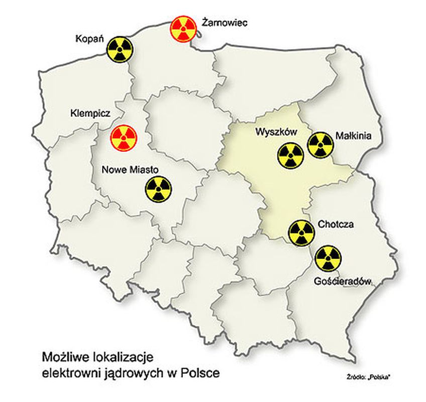 В Польше названо уже 8 мест для размещения АЭС