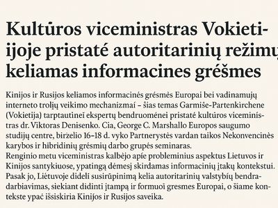 Kultūros viceministras Vokietijoje pristatė autoritarinių režimų keliamas informacines grėsmes - Projektas „Europos Pulsas“