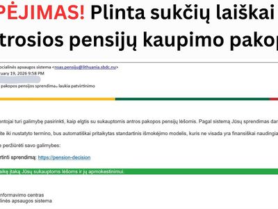 Įspėjimas! Plinta sukčių laiškai dėl antrosios pensijų kaupimo pakopos – raginame gyventojus būti budrius - Įvykiai ir kriminalas