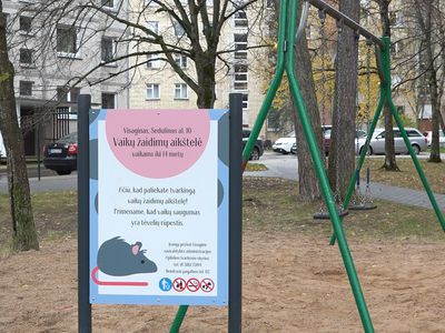 Зачем нужны стенды на детских площадках со старыми игровыми формами?(видео) - В Висагинасе