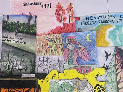 Конкурс плакатов школьников на тему пожарной безопасности (фотогалерея плакатов) - В Висагинасе