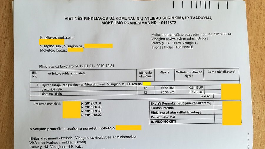 Горячая линия. Обязательно ли платить пошлину за вывоз мусора сразу за весь год? - В Висагинасе