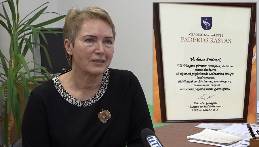 В. Дилене попрощалась с Висагинской поликлиникой и получила благодарность от мэра - В Висагинасе
