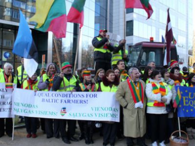 Крестьяне Латвии, Литвы и Эстонии провели акцию протеста в Брюсселе - Литва и страны Балтии