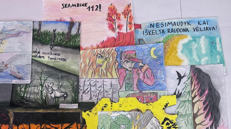 Конкурс плакатов школьников на тему пожарной безопасности (фотогалерея плакатов) - В Висагинасе