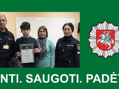 В Висагинском комиссариате полиции вручена грамота школьнику - В Висагинасе